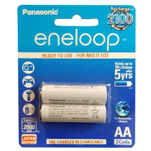 باتری قلمی قابل شارژ پاناسونیک مدل Eneloop JAPAN Techoilogy بسته 2 عددی